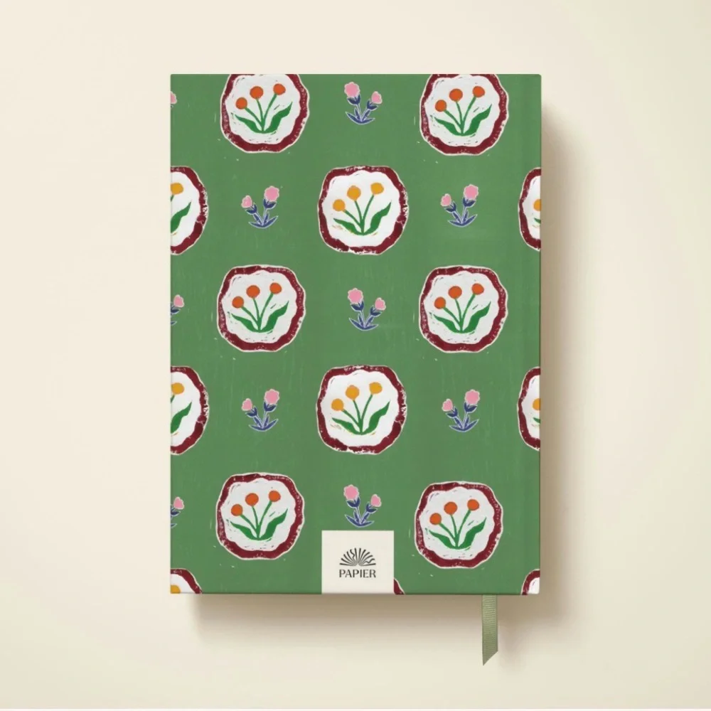 Eliza Gonzalez Papier Green Flowerbed Hardcover Lined Notebook